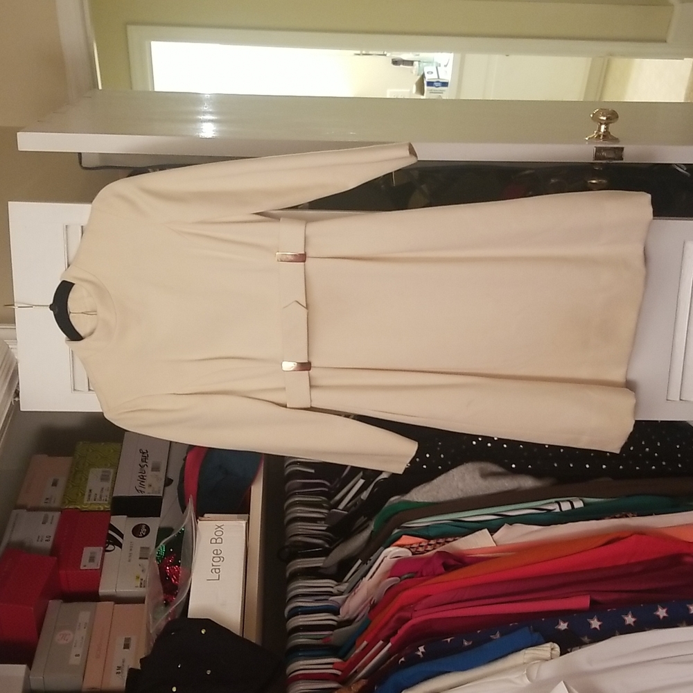 Vintage 1960s winter white belted dress